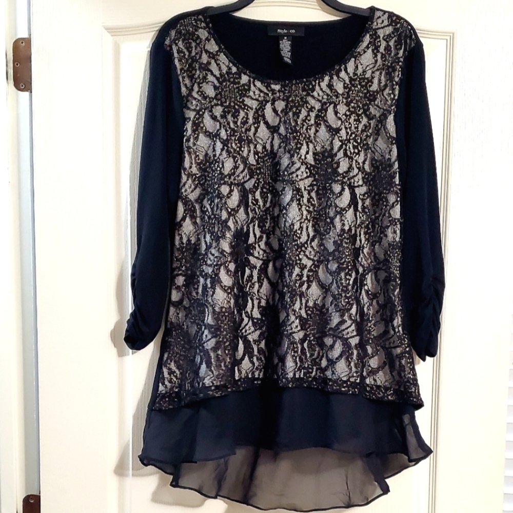 BLACK&GRAY MEDIUM HEM TOP